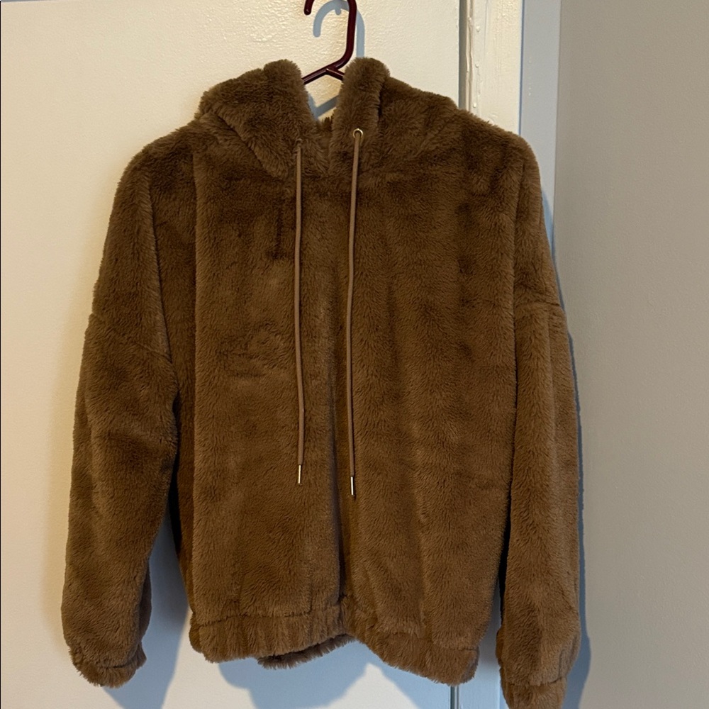 Cozy and Cute Faux Fur Brown Hoodie